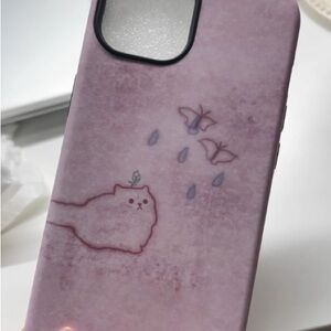 Cute Pink Cat and Butterfly Phone Case